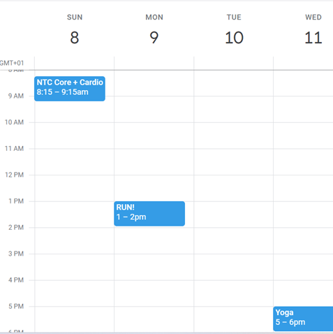Commit your exercise routine to your calendar!